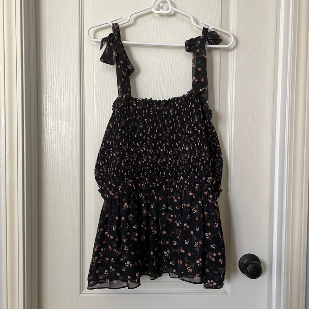 Amaryllis Black Floral Tie Tank Top